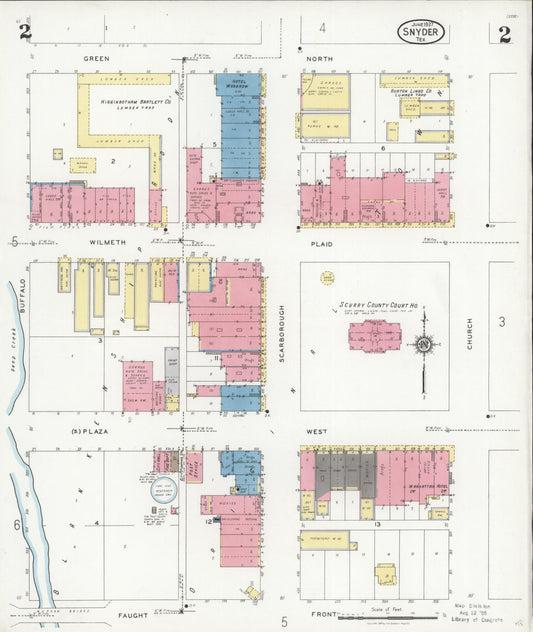 Sanborn Fire Insurance Map from Snyder, Scurry County, Texas (1927), Sheet #0002 - Historic Sanborn Fire Insurance Map Print, vintage old map wall art, antique decor, genealogy gift, Texas Texas map