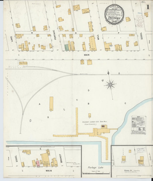 Sanborn Fire Insurance Map from Onekama, Manistee County, Michigan (1900), Sheet #0001 - Historic Sanborn Fire Insurance Map Print, vintage old map wall art, antique decor, genealogy gift, Michigan Michigan map