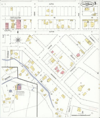 Sanborn Fire Insurance Map from Philipsburg, Granite County, Montana (1909), Sheet #0003 - Complete Map Set gallery image, historic Sanborn map, vintage wall art, Montana Montana