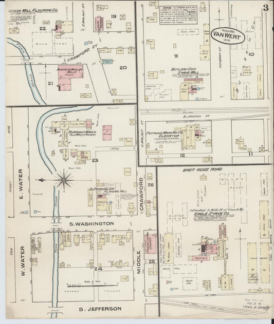 Sanborn Fire Insurance Map from Van Wert, Van Wert County, Ohio (1884), Sheet #0003 - Historic Sanborn Fire Insurance Map Print, vintage old map wall art, antique decor, genealogy gift, Ohio Ohio map