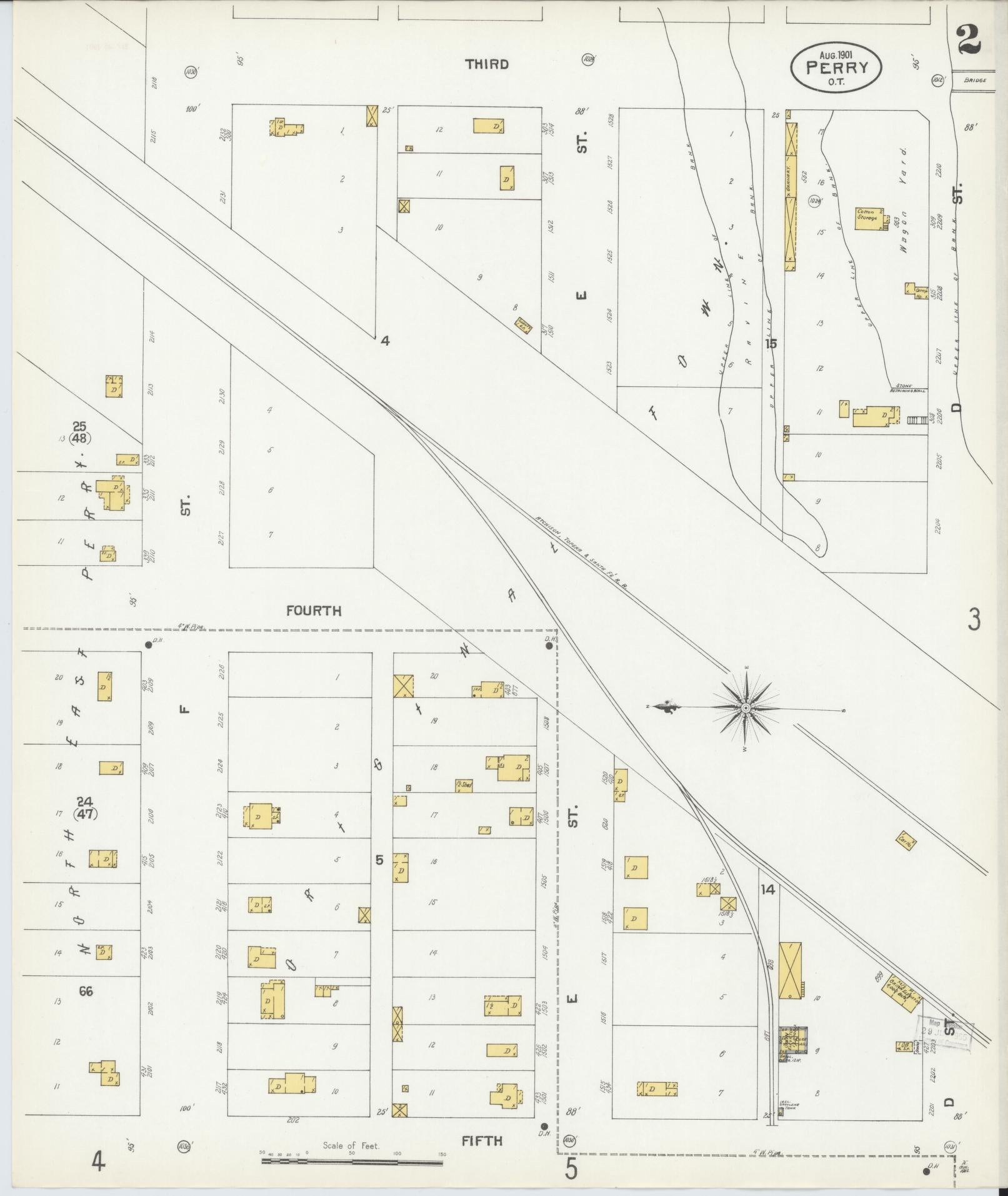 Sanborn Fire Insurance Map from Perry, Noble County, Oklahoma (1901), Sheet #0002 - Complete Map Set gallery image, historic Sanborn map, vintage wall art, Oklahoma Oklahoma