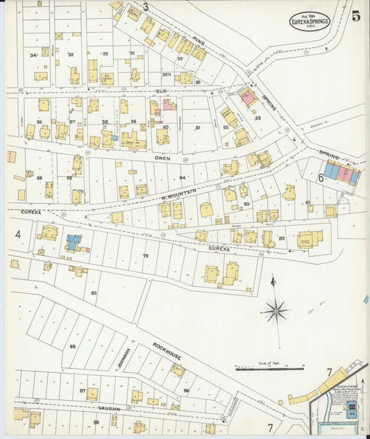 Sanborn Fire Insurance Map from Eureka Springs, Carroll County, Arkansas (1904), Sheet #0005 - Historic Sanborn Fire Insurance Map Print, vintage old map wall art, antique decor, genealogy gift, Arkansas Arkansas map