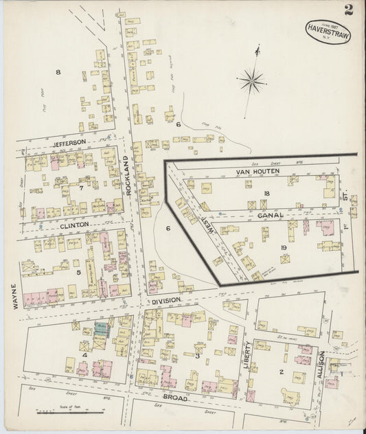 Sanborn Fire Insurance Map from Haverstraw, Rockland County, New York (1887), Sheet #0002 - Historic Sanborn Fire Insurance Map Print, vintage old map wall art, antique decor, genealogy gift, New York New York map