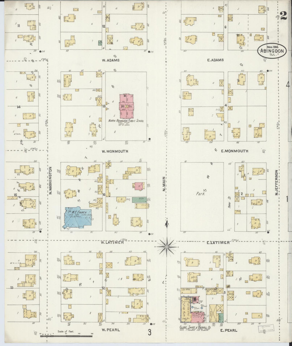 Sanborn Fire Insurance Map from Abingdon, Knox County, Illinois (1906), Sheet #0002 - Historic Sanborn Fire Insurance Map Print, vintage old map wall art, antique decor, genealogy gift, Illinois Illinois map