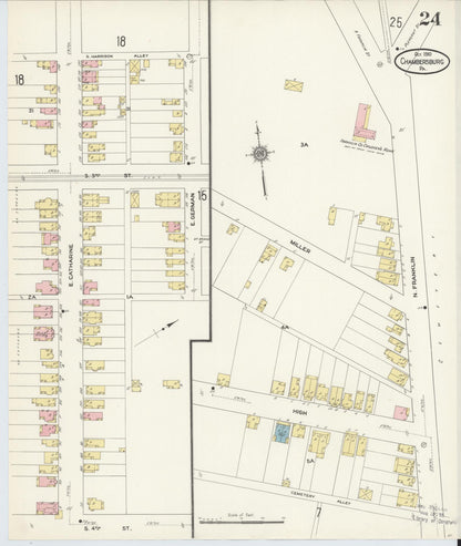 Sanborn Fire Insurance Map from Chambersburg, Franklin County, Pennsylvania (1910), Sheet #0024 - Complete Map Set gallery image, historic Sanborn map, vintage wall art, Pennsylvania Pennsylvania
