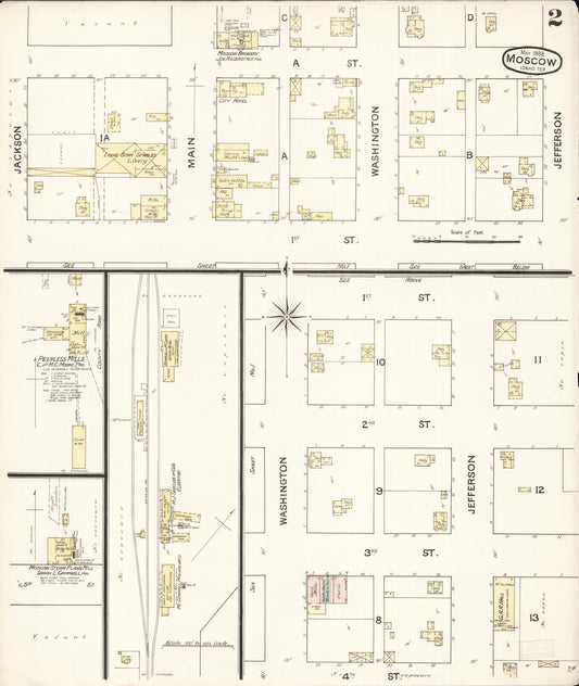 Sanborn Fire Insurance Map from Moscow, Latah County, Idaho (1888), Sheet #0002 - Historic Sanborn Fire Insurance Map Print, vintage old map wall art, antique decor, genealogy gift, Idaho Idaho map