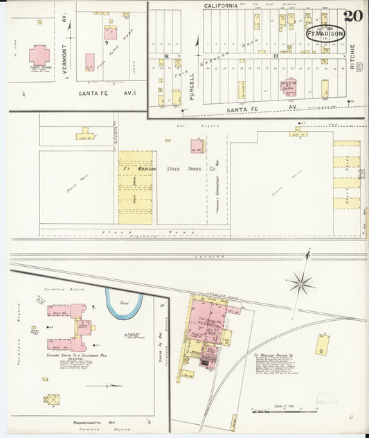 Sanborn Fire Insurance Map from Fort Madison, Lee County, Iowa (1894), Sheet #0020 - Historic Sanborn Fire Insurance Map Print, vintage old map wall art