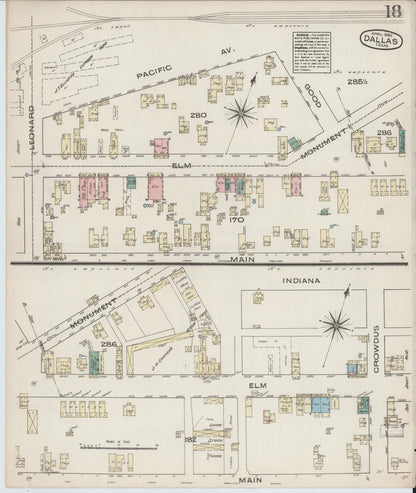 Sanborn Fire Insurance Map from Dallas, Dallas County, Texas (1885), Sheet #0018 - Complete Map Set gallery image, historic Sanborn map, vintage wall art, Texas Texas
