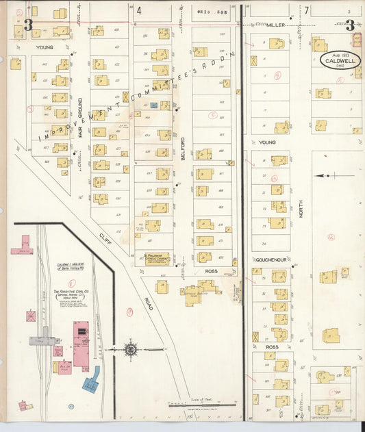 Sanborn Fire Insurance Map from Caldwell, Noble County, Ohio (1932), Sheet #0003 - Historic Sanborn Fire Insurance Map Print, vintage old map wall art, antique decor, genealogy gift, Ohio Ohio map