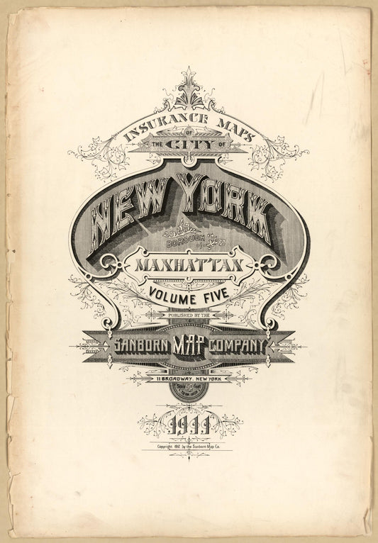 Sanborn Fire Insurance Map from New York, Bronx, Manhattan, New York (1911), Sheet #0001 - Historic Sanborn Fire Insurance Map Print, vintage old map wall art, antique decor, genealogy gift, New York New York map