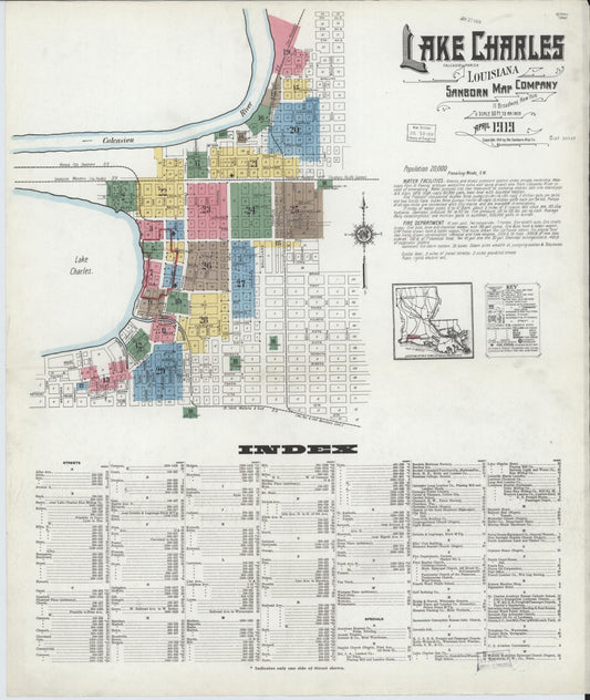 Sanborn Fire Insurance Map from Lake Charles, Calcasieu Parish, Louisiana. (1919) – Historic Sanborn Fire Insurance Map Print