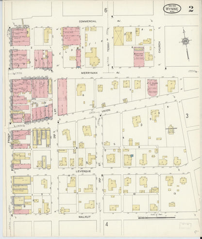Sanborn Fire Insurance Map from Wynne, Cross County, Arkansas (1913), Sheet #0002 - Complete Map Set gallery image, historic Sanborn map, vintage wall art, Arkansas Arkansas