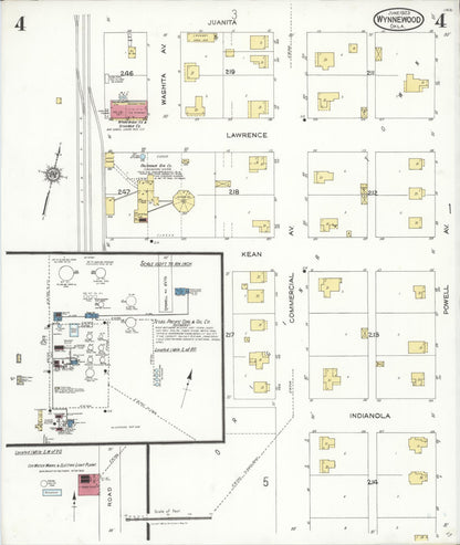 Sanborn Fire Insurance Map from Wynnewood, Garvin County, Oklahoma (1923), Sheet #0004 - Complete Map Set gallery image, historic Sanborn map, vintage wall art, Oklahoma Oklahoma