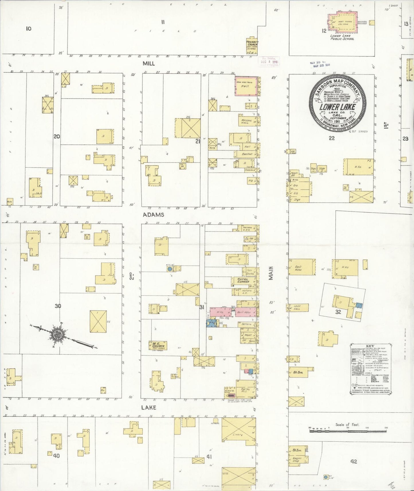 Sanborn Fire Insurance Map from Lower Lake, Lake County, California (1911), Sheet #0001 - Historic Sanborn Fire Insurance Map Print, vintage old map wall art, antique decor, genealogy gift, California California map