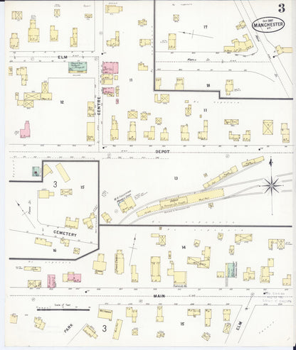 Sanborn Fire Insurance Map from Manchester, Bennington County, Vermont (1897), Sheet #0003 - Complete Map Set gallery image, historic Sanborn map, vintage wall art, Vermont Vermont