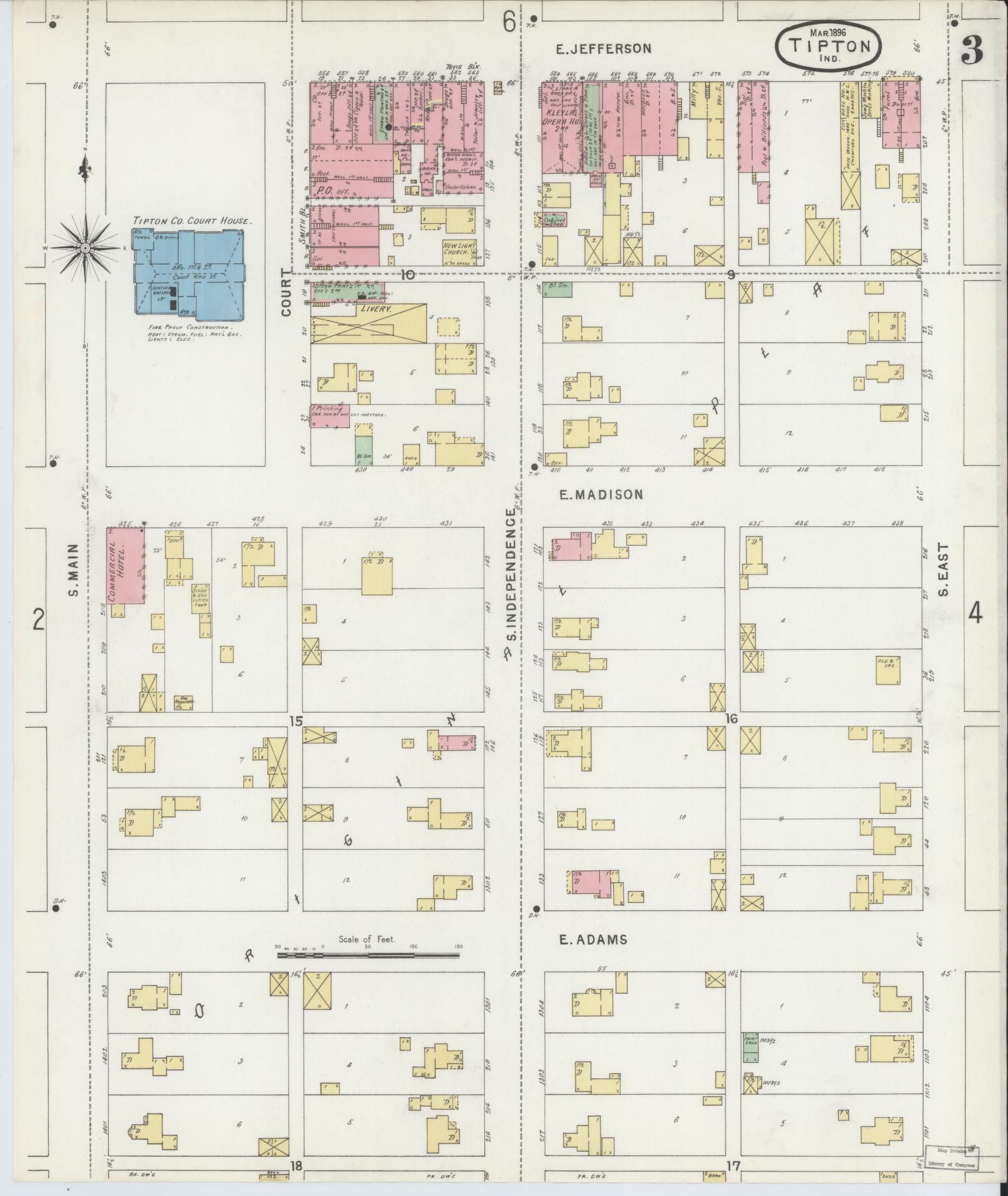 Sanborn Fire Insurance Map from Tipton, Tipton County, Indiana (1896), Sheet #0003 - Complete Map Set gallery image, historic Sanborn map, vintage wall art, Indiana Indiana