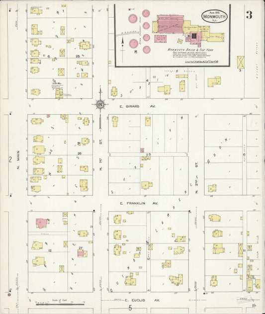 Sanborn Fire Insurance Map from Monmouth, Warren County, Illinois (1913), Sheet #0003 - Historic Sanborn Fire Insurance Map Print, vintage old map wall art, antique decor, genealogy gift, Illinois Illinois map