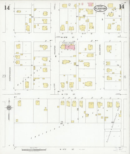 Sanborn Fire Insurance Map from Plainview, Hale County, Texas (1927), Sheet #0014 - Historic Sanborn Fire Insurance Map Print, vintage old map wall art, antique decor, genealogy gift, Texas Texas map