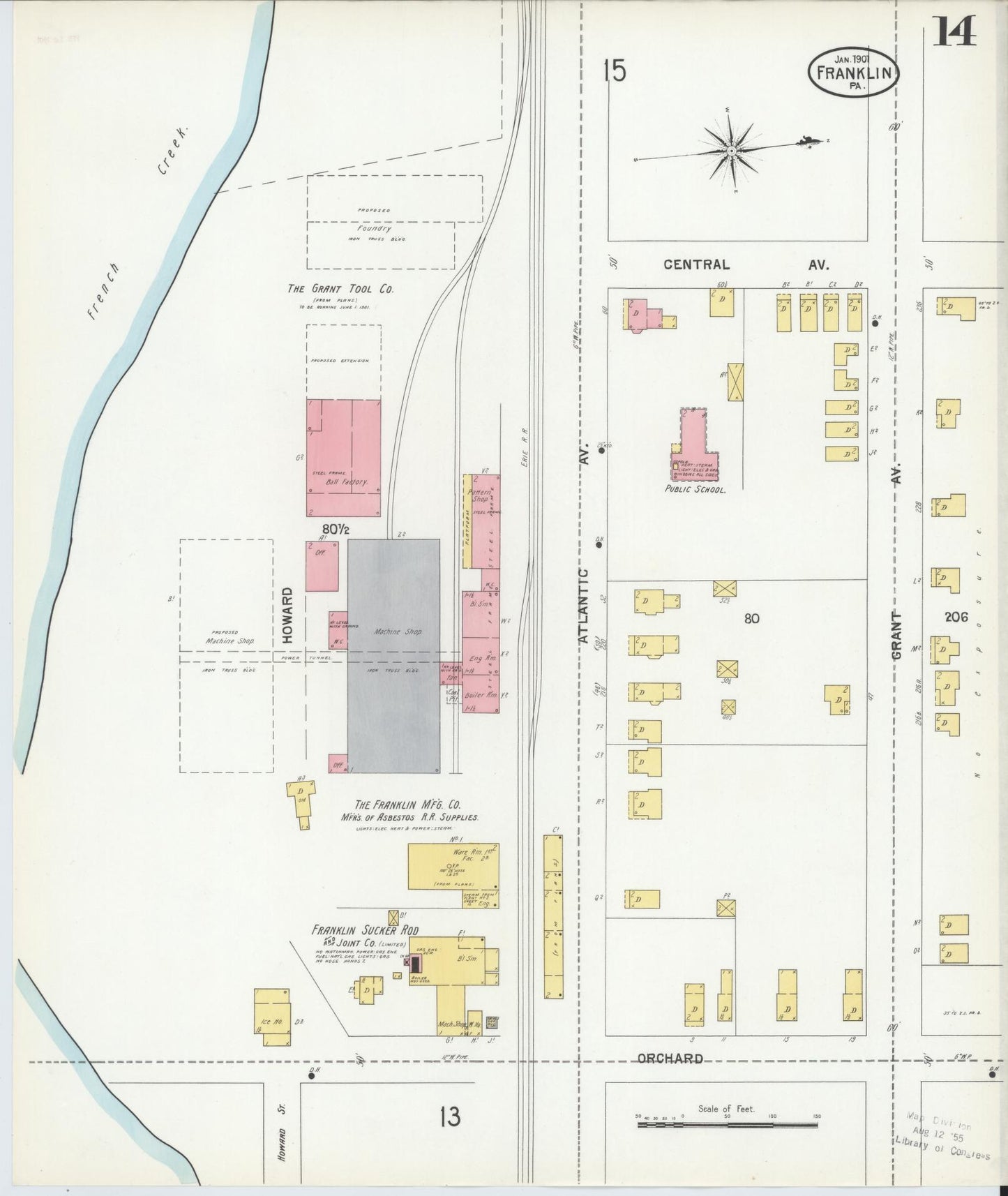 Sanborn Fire Insurance Map from Franklin, Venango County, Pennsylvania (1901), Sheet #0014 - Historic Sanborn Fire Insurance Map Print, vintage old map wall art, antique decor, genealogy gift, Pennsylvania Pennsylvania map