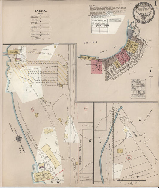 Sanborn Fire Insurance Map from Wheeler, Tillamook County, Oregon (1931), Sheet #0001 - Historic Sanborn Fire Insurance Map Print, vintage old map wall art, antique decor, genealogy gift, Oregon Oregon map
