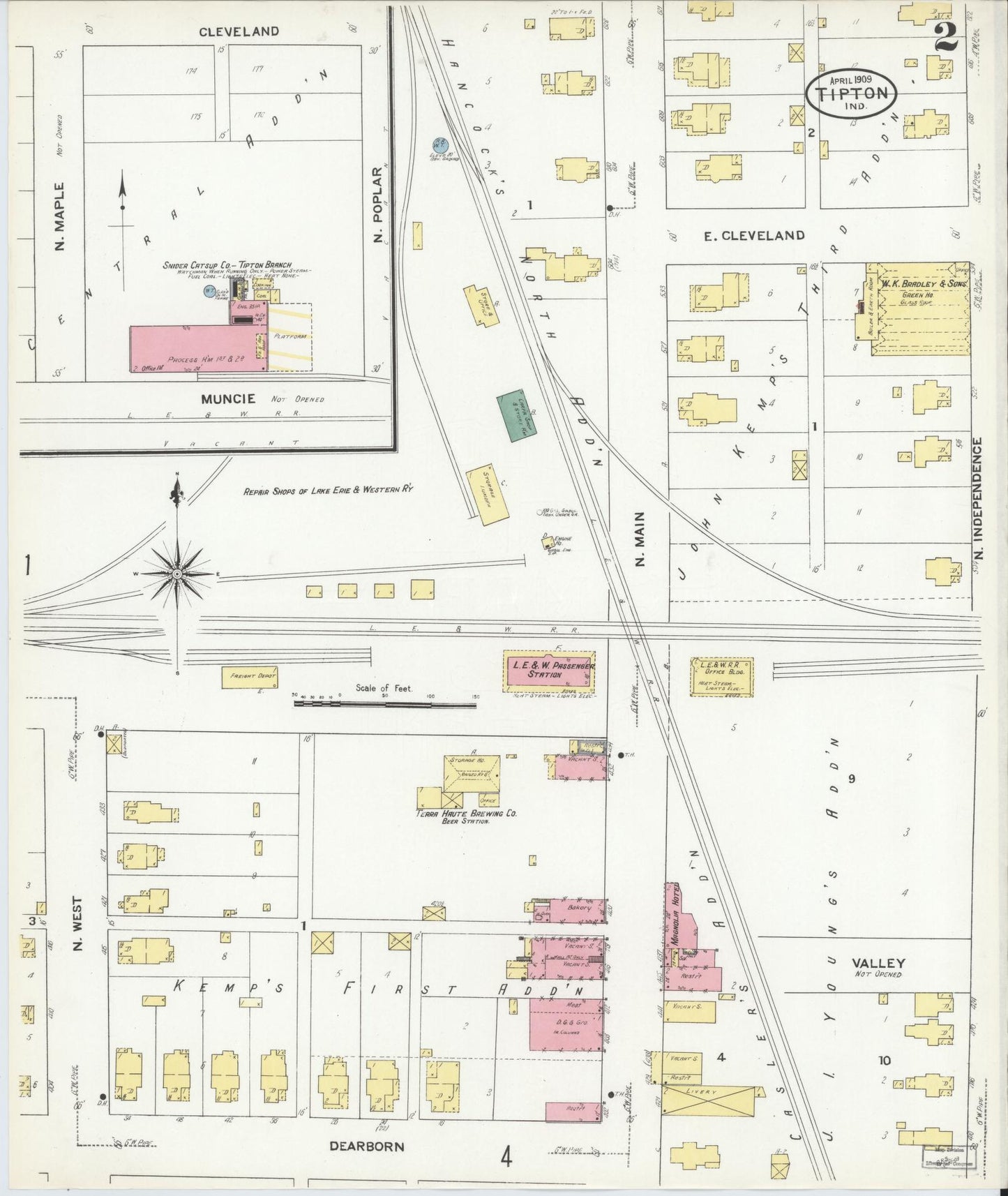 Sanborn Fire Insurance Map from Tipton, Tipton County, Indiana (1909), Sheet #0002 - Historic Sanborn Fire Insurance Map Print, vintage old map wall art, antique decor, genealogy gift, Indiana Indiana map