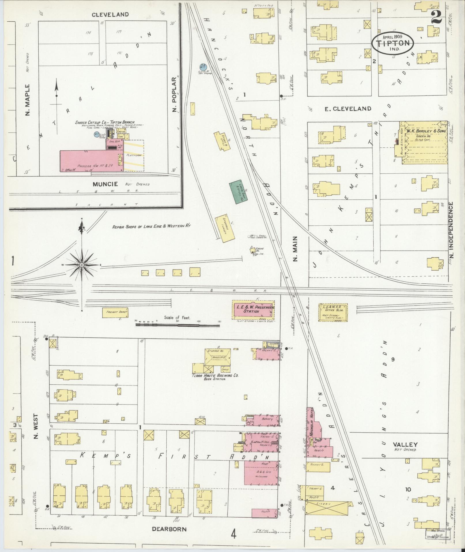 Sanborn Fire Insurance Map from Tipton, Tipton County, Indiana (1909), Sheet #0002 - Historic Sanborn Fire Insurance Map Print, vintage old map wall art, antique decor, genealogy gift, Indiana Indiana map