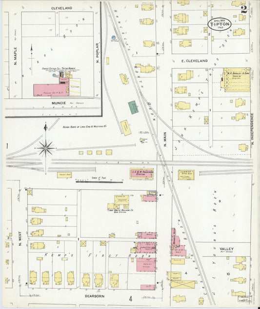 Sanborn Fire Insurance Map from Tipton, Tipton County, Indiana (1909), Sheet #0002 - Historic Sanborn Fire Insurance Map Print, vintage old map wall art, antique decor, genealogy gift, Indiana Indiana map