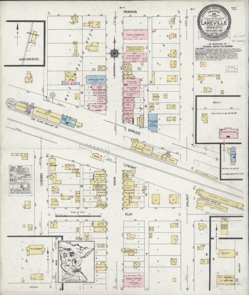 Sanborn Fire Insurance Map from Lakeville, Dakota County, Minnesota. (1924) – Map View
