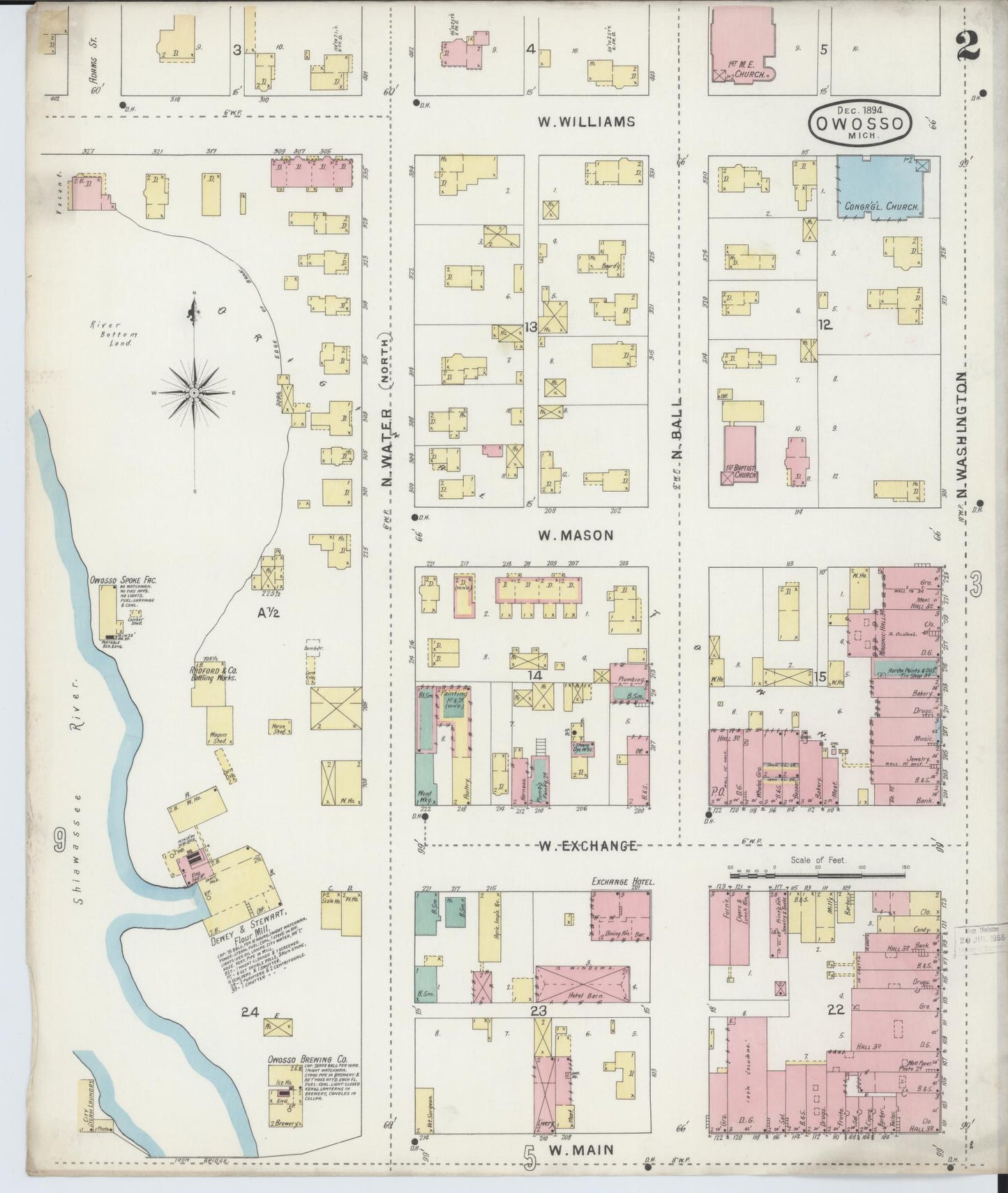 Sanborn Fire Insurance Map from Owosso, Shiawassee County, Michigan (1894), Sheet #0002 - Complete Map Set gallery image, historic Sanborn map, vintage wall art, Michigan Michigan