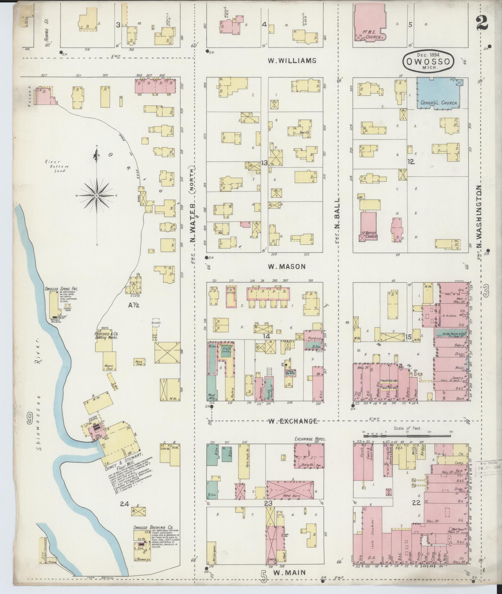 Sanborn Fire Insurance Map from Owosso, Shiawassee County, Michigan (1894), Sheet #0002 - Complete Map Set gallery image, historic Sanborn map, vintage wall art, Michigan Michigan