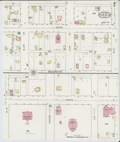 Sanborn Fire Insurance Map from New Ulm, Brown County, Minnesota (1894), Sheet #0007 - Complete Map Set gallery image, historic Sanborn map, vintage wall art, Minnesota Minnesota