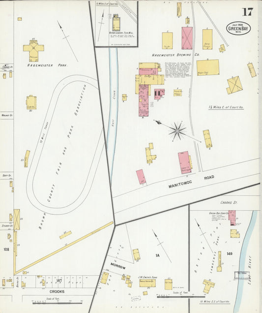 Sanborn Fire Insurance Map from Green Bay, Brown County, Wisconsin (1900), Sheet #0017 - Historic Sanborn Fire Insurance Map Print, vintage old map wall art, antique decor, genealogy gift, Wisconsin Wisconsin map