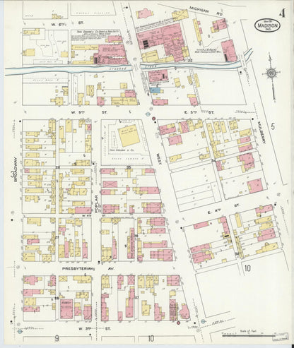 Sanborn Fire Insurance Map from Madison, Jefferson County, Indiana (1911), Sheet #0004 - Complete Map Set gallery image, historic Sanborn map, vintage wall art, Indiana Indiana