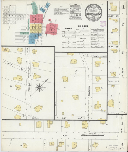 Sanborn Fire Insurance Map from Mount Pleasant, Titus County, Texas (1906), Sheet #0001 - Historic Sanborn Fire Insurance Map Print, vintage old map wall art, antique decor, genealogy gift, Texas Texas map