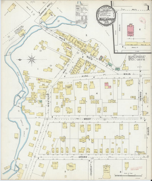 Sanborn Fire Insurance Map from Marlborough, Ulster County, New York (1895), Sheet #0001 - Historic Sanborn Fire Insurance Map Print, vintage old map wall art, antique decor, genealogy gift, New York New York map