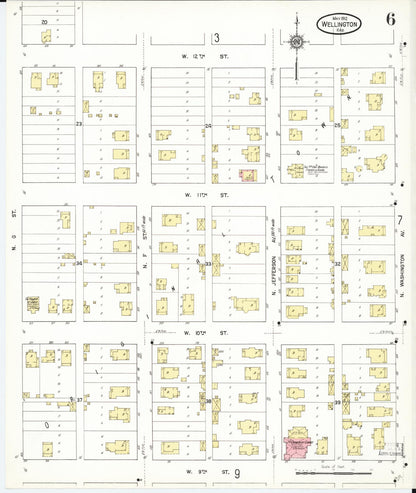 Sanborn Fire Insurance Map from Wellington, Sumner County, Kansas (1912), Sheet #0006 - Complete Map Set gallery image, historic Sanborn map, vintage wall art, Kansas Kansas