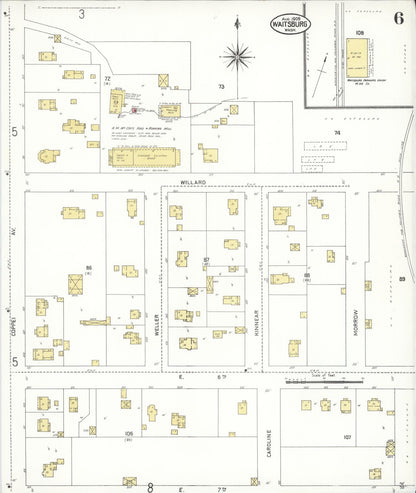 Sanborn Fire Insurance Map from Waitsburg, Walla Walla County, Washington (1909), Sheet #0006 - Complete Map Set gallery image, historic Sanborn map, vintage wall art, Washington Washington