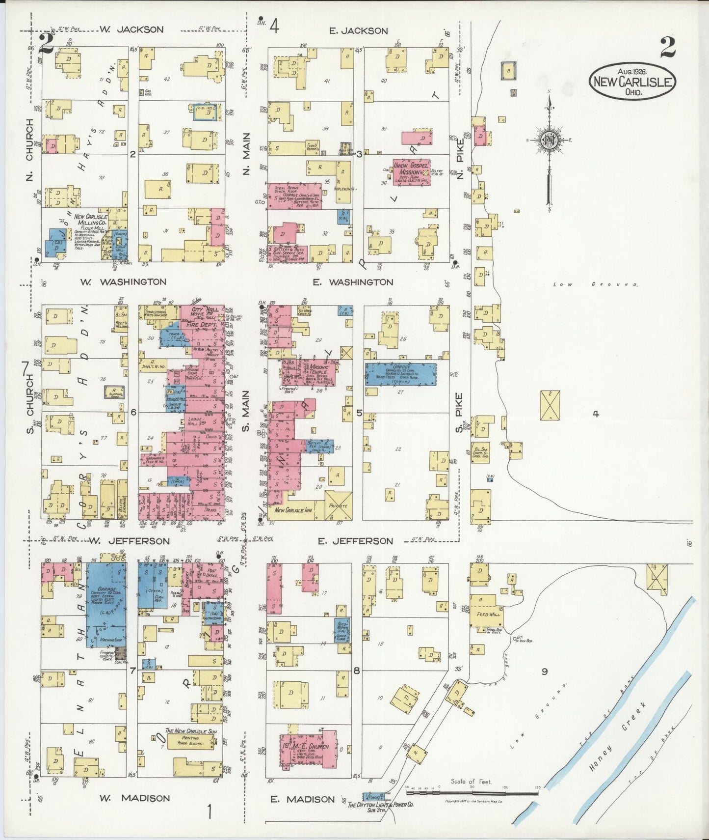 Sanborn Fire Insurance Map from New Carlisle, Clarke County, Ohio (1926), Sheet #0002 - Complete Map Set gallery image, historic Sanborn map, vintage wall art, Ohio Ohio