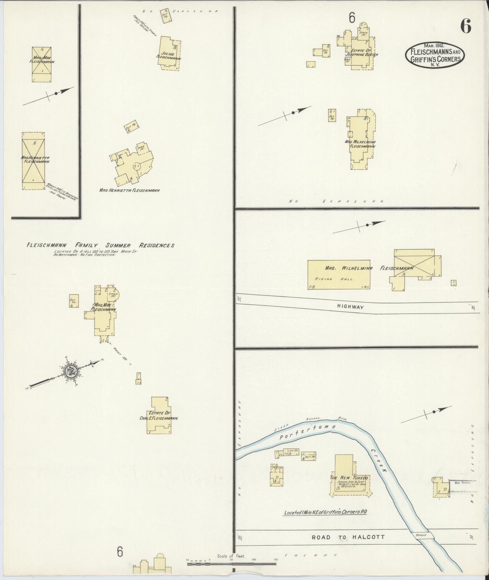 Sanborn Fire Insurance Map from Fleischmanns, Delaware County, New York (1912), Sheet #0006 - Historic Sanborn Fire Insurance Map Print, vintage old map wall art, antique decor, genealogy gift, Fleischmanns Delaware map