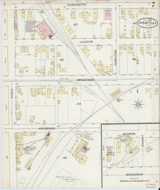 Sanborn Fire Insurance Map from Shelbyville, Shelby County, Indiana (1887), Sheet #0007 - Historic Sanborn Fire Insurance Map Print, vintage old map wall art, antique decor, genealogy gift, Indiana Indiana map