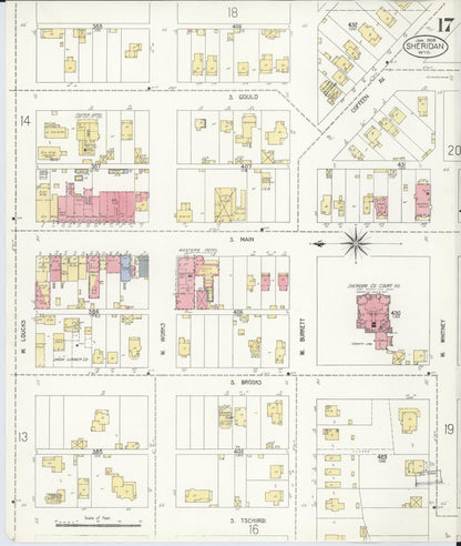 Sanborn Fire Insurance Map from Sheridan, Sheridan County, Wyoming (1908), Sheet #0017 - Complete Map Set gallery image, historic Sanborn map, vintage wall art, Wyoming Wyoming