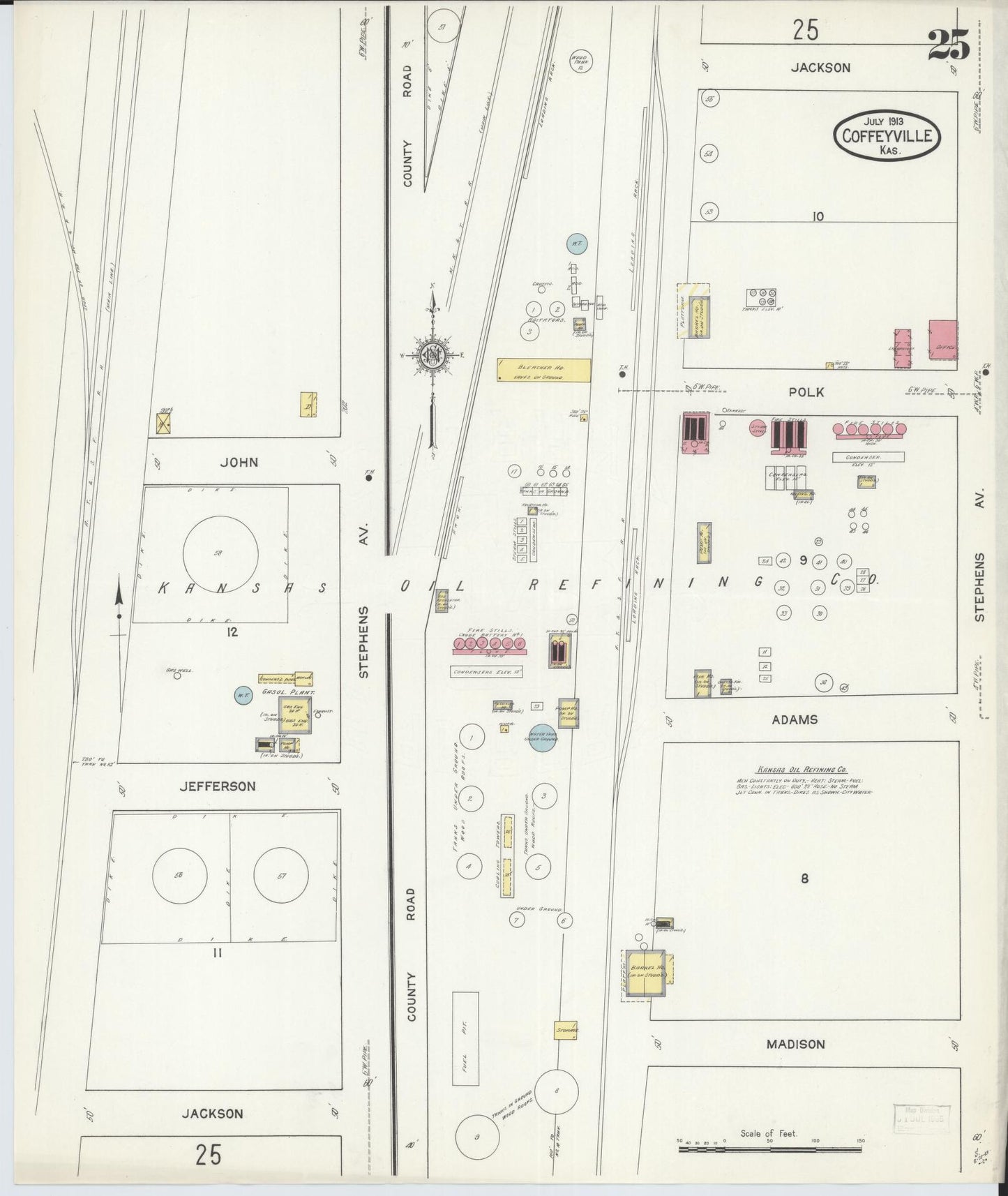 Sanborn Fire Insurance Map from Coffeyville, Montgomery County, Kansas (1913), Sheet #0025 - Complete Map Set gallery image, historic Sanborn map, vintage wall art, Kansas Kansas