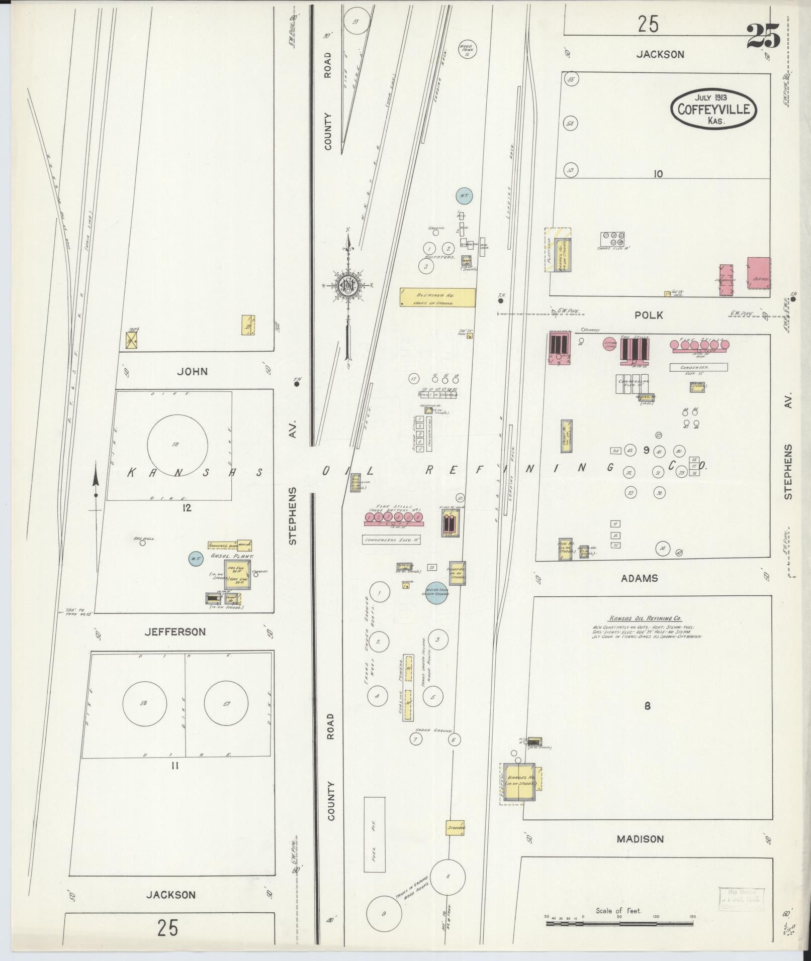 Sanborn Fire Insurance Map from Coffeyville, Montgomery County, Kansas (1913), Sheet #0025 - Complete Map Set gallery image, historic Sanborn map, vintage wall art, Kansas Kansas