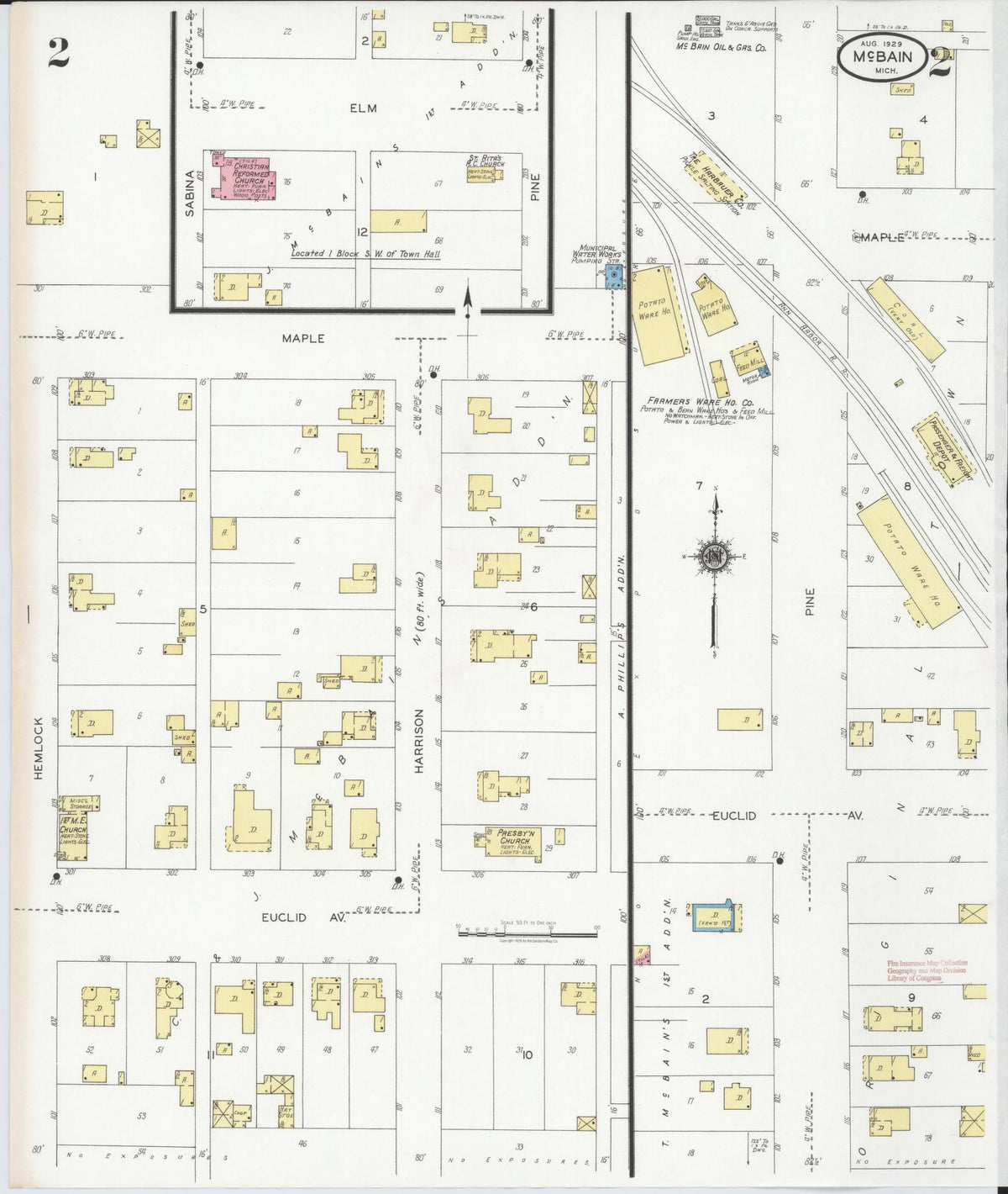 Sanborn Fire Insurance Map from Mcbain, Missaukee County, Michigan (1929), Sheet #0002 - Historic Sanborn Fire Insurance Map Print, vintage old map wall art, antique decor, genealogy gift, Michigan Michigan map