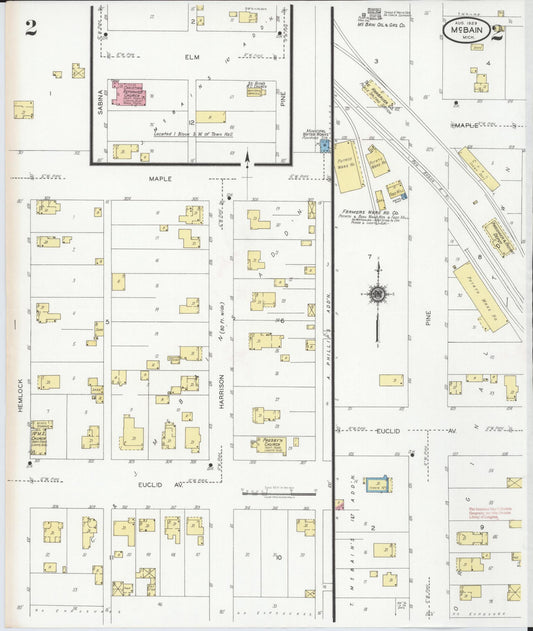Sanborn Fire Insurance Map from Mcbain, Missaukee County, Michigan (1929), Sheet #0002 - Historic Sanborn Fire Insurance Map Print, vintage old map wall art, antique decor, genealogy gift, Michigan Michigan map