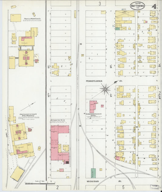 Sanborn Fire Insurance Map from Matthews, Grant County, Indiana (1904), Sheet #0004 - Historic Sanborn Fire Insurance Map Print, vintage old map wall art, antique decor, genealogy gift, Indiana Indiana map