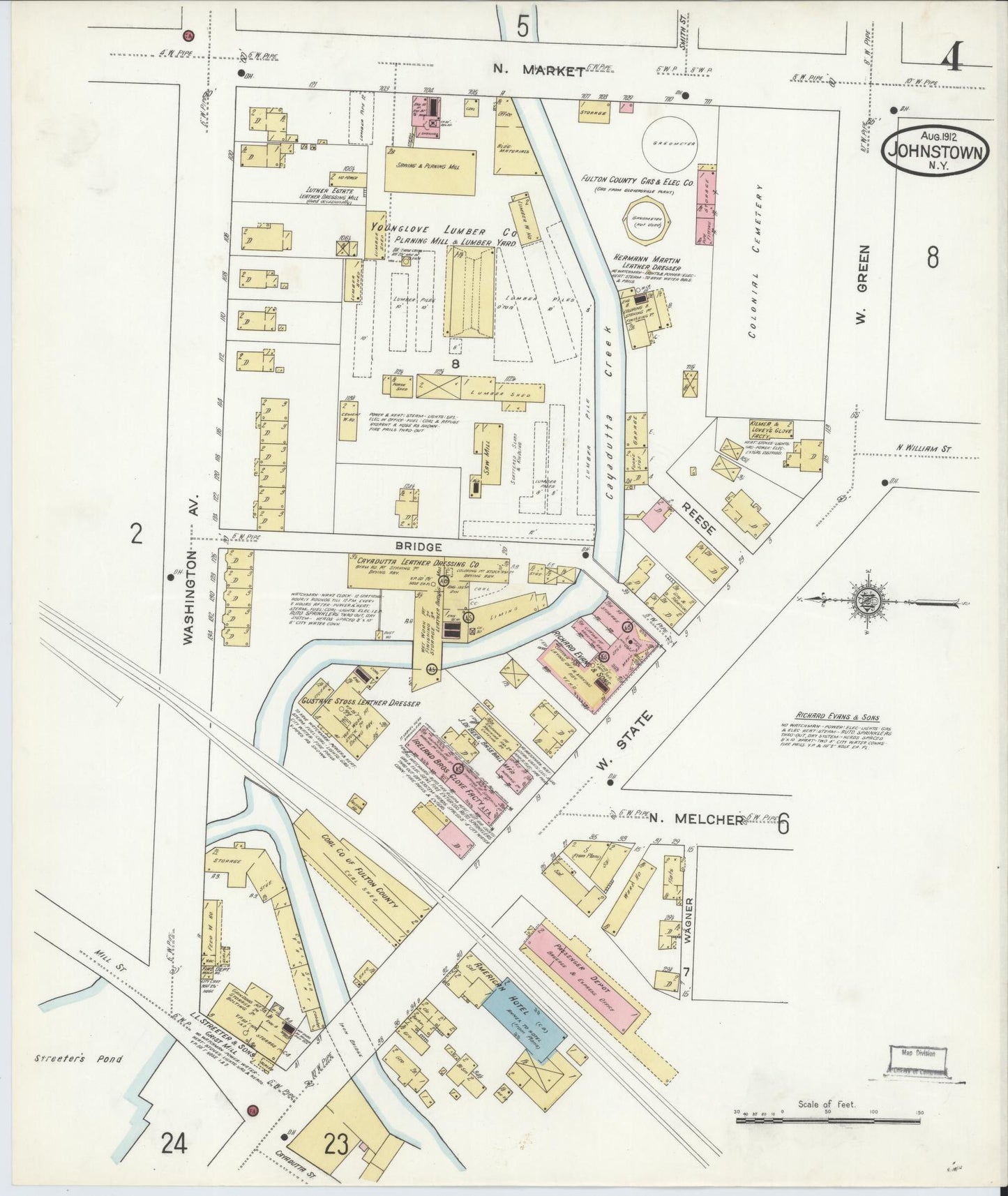 Sanborn Fire Insurance Map from Johnstown, Fulton County, New York (1912), Sheet #0004 - Complete Map Set gallery image, historic Sanborn map, vintage wall art, New York New York