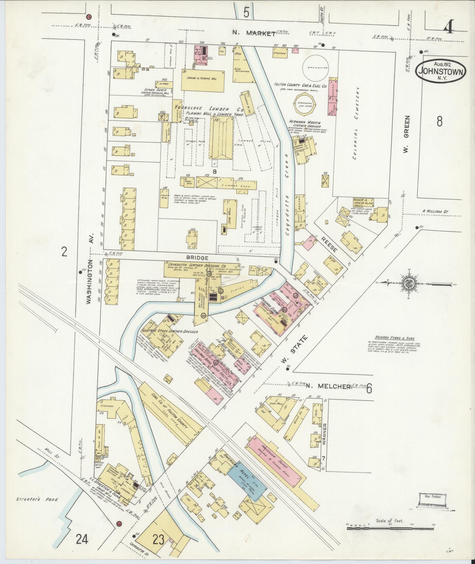 Sanborn Fire Insurance Map from Johnstown, Fulton County, New York (1912), Sheet #0004 - Complete Map Set gallery image, historic Sanborn map, vintage wall art, New York New York