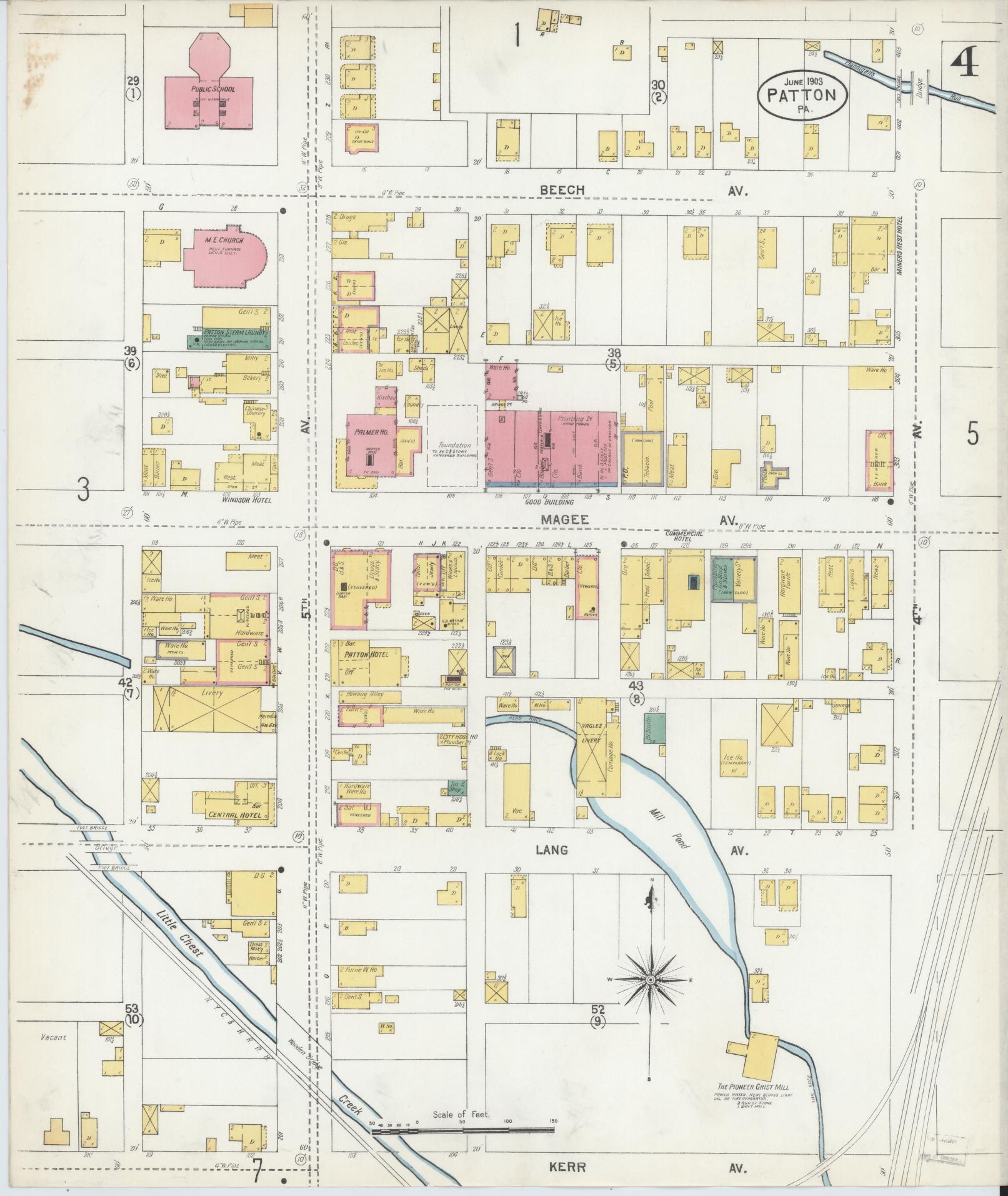 Sanborn Fire Insurance Map from Patton, Cambria County, Pennsylvania (1903), Sheet #0004 - Complete Map Set gallery image, historic Sanborn map, vintage wall art, Pennsylvania Pennsylvania