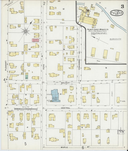 Sanborn Fire Insurance Map from Palmer, Hampden County, Massachusetts (1896), Sheet #0003 - Historic Sanborn Fire Insurance Map Print, vintage old map wall art, antique decor, genealogy gift, Massachusetts Massachusetts map